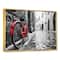 Designart - Retro Vintage Red Bike - Cityscape Photo Framed Canvas Art Print